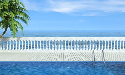 Fototapeta premium Empty swimming pool near the sea