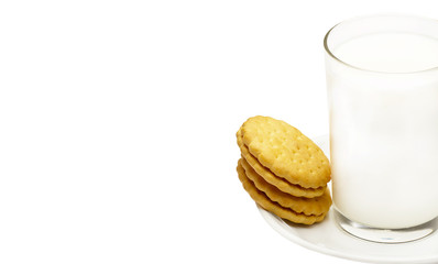 Cookies and milk on a white background