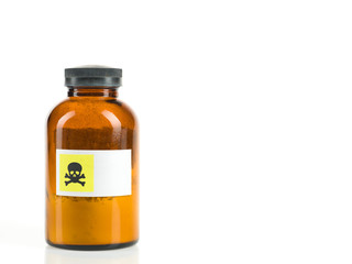bottle containing toxic powder