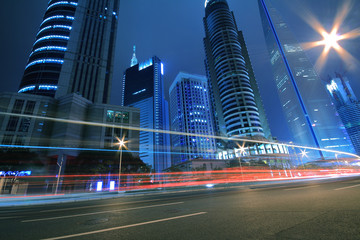 Fototapeta premium Far East Night view of Shanghai urban landscapes