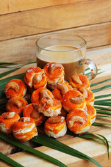Thailand baked snacks - hot coffee.