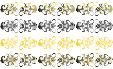 decorative patterns of black and gold tones
