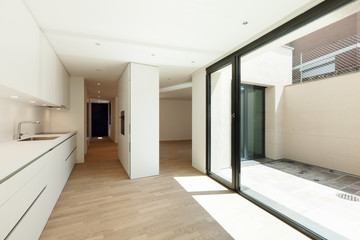 interior new house, modern white kitchen