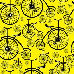 seamless pattern retro bicycle