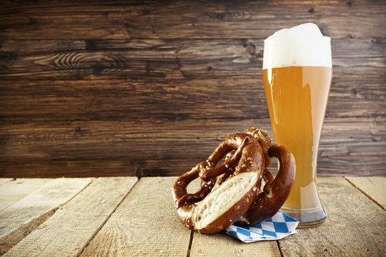 Beer / Helles Hefeweizen and Pretzel; Oktoberfest