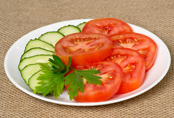 Tomatoes and cucumbers