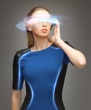 woman in futuristic glasses