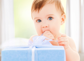 happy child with gift box