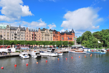 Naklejka premium Stockholm. Beautiful quay in Ostermalm