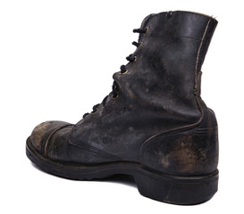 Isolated Used Army Boot - Diagonal Heel