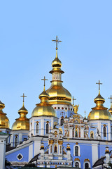 Fototapeta na wymiar Golden cupola of St. Michael's Monastery in Kiev, Ukraine