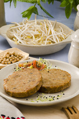 Vegetarian tofu burger.