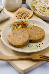 Vegetarian tofu burger.
