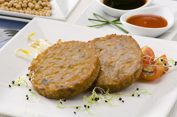Vegetarian tofu burger.