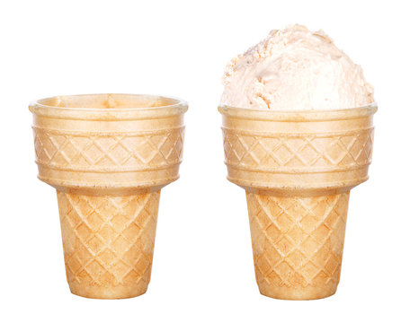 tasty ice cream scoop in cone isolated