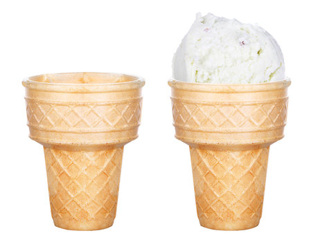 tasty ice cream scoop in cone isolated