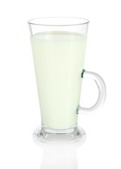 Glass of milk isolated on white