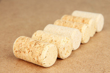 Wine corks on wooden background