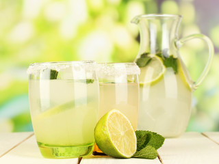 Citrus lemonade in pitcher and glasses