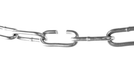 Broken chain isolated on white