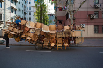 Group of chairs in the street of Shanghai