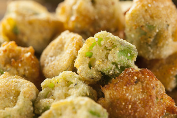 Organic Homemade Fried Green Okra