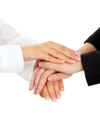 United hands, isolated on white