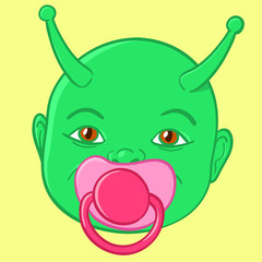 Extraterrestrial green baby head