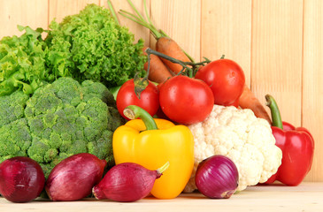 Fresh vegetables on wooden background