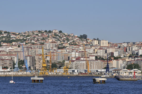 Overview of Vigo, the largest city in Galicia in northwestern Sp