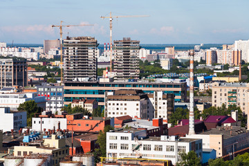 urban panorama with construction area