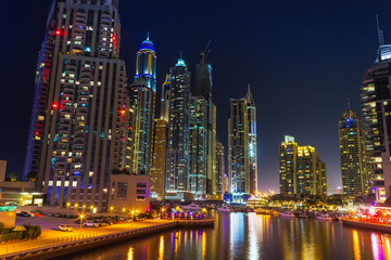Nightlife in Dubai Marina. UAE. November 14, 2012