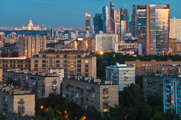 Fototapeta na wymiar panorama of city at dusk