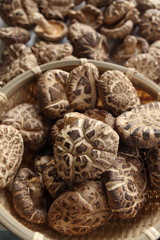 close up of chinese food ingredient, dried shiitake mushroom