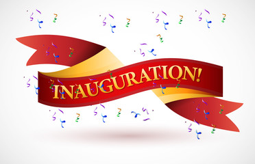 inauguration red waving ribbon banner