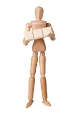 Figurine and text blocks with copyspace for a three letter word