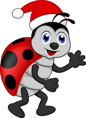 Foto auf Acrylglas Marienkäfer lustige Lady Bug Cartoon Weihnachten