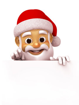 3d render Santa pointing blank white space