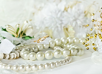 Fototapeta na wymiar Wedding background with Pearl