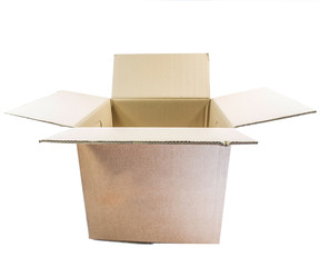 Cardboard box over white background