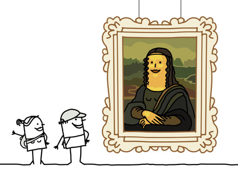 tourists watching the Mona Lisa