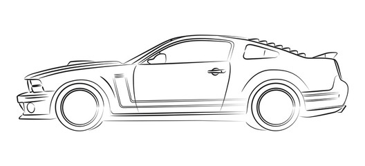 Modern muscle car drawing