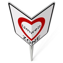 Verkehrsschild Umweltzone bildet Herz