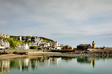 Fototapeta na wymiar Portpatrick harbour lined with houses
