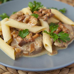 kurki makaron kurka polędwica penne pietruszka śmietana wino  © JoannaTkaczuk