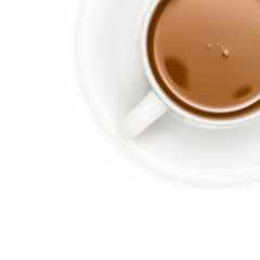Top view of coffee in cup Isolated