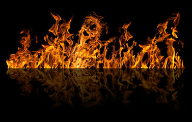 isolated on black fire stripe with reflection