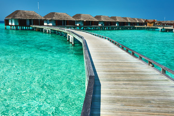 Beautiful beach with water bungalows
