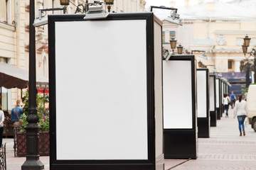  blank billboards at city street