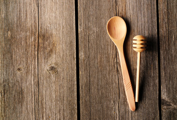 Wooden spoon and dipper